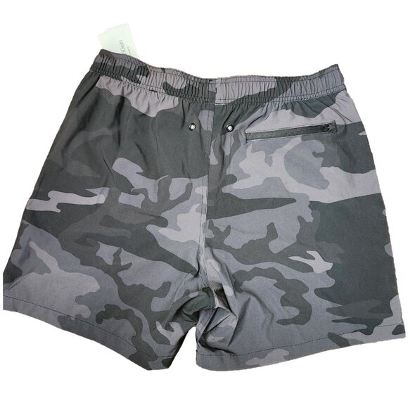 Calvin Klein Black Camo Stretch Euro Volley Solid 5" Swim (Median) - Picture 3 of 4
